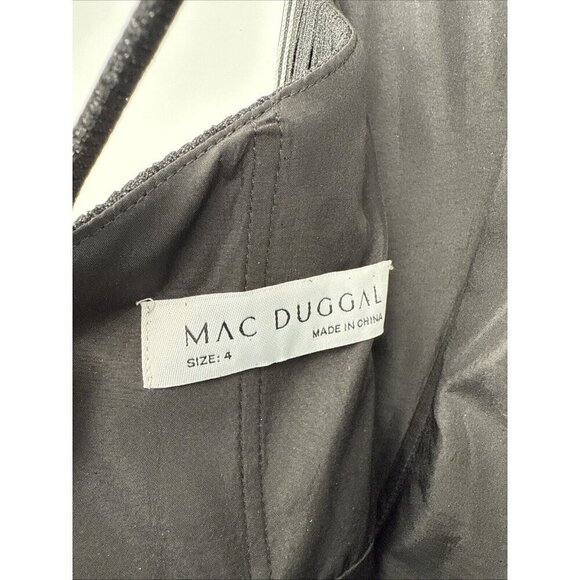 Mac Duggal Size 4 Black Shimmer Pleated V-neck Formal Long Gown Dress 30725 New - Picture 11 of 12